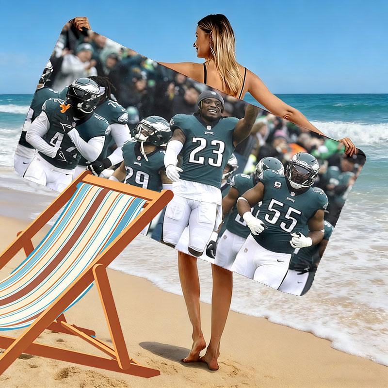 PHI Eagles Spieler Druck Strandtuch, Großes Weiches Schnelltrocknendes Handtuch für Strand Camping Schwimmen