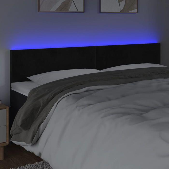 VidaXL Tête de Lit à LED Meuble de Chambre à Coucher Accessoire de Lit Double Tête de Cadre de Lit Intérieur Noir 3121388