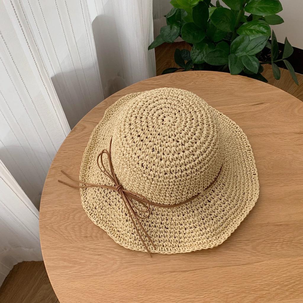 2026 Women Hats Summer Beach Seaside Vacation Style Straw Sun Protection Hat Handmade Wide Brim Woven Bucket Hats for Ladies