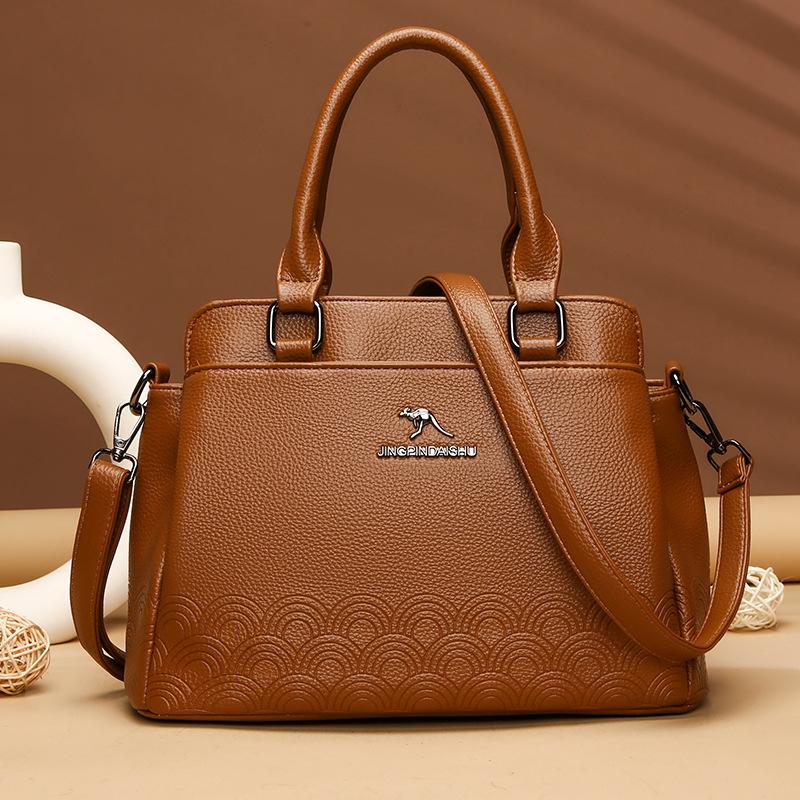 Soft Leather Handbag, Embossed Small Bag, Trendy and Simple Tote Bag, Commuting Single-shoulder Crossbody Bag