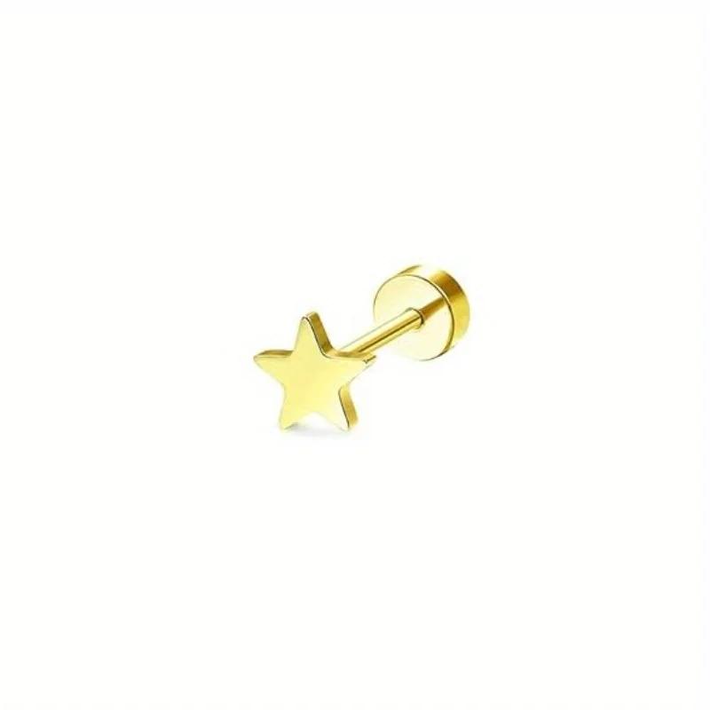 Bobisty 1Piece Earrings for Women Men Stainless Steel Tiny Cartilage Star Moon Heart Elegant Cartilage Piercing Jewelry
