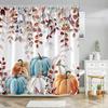 Fall Pumpkin Shower Curtain Autumn Leaves Thanksgiving Decorative Washable Bath Curtain Polyester Fabric Home Bathroom Curtain