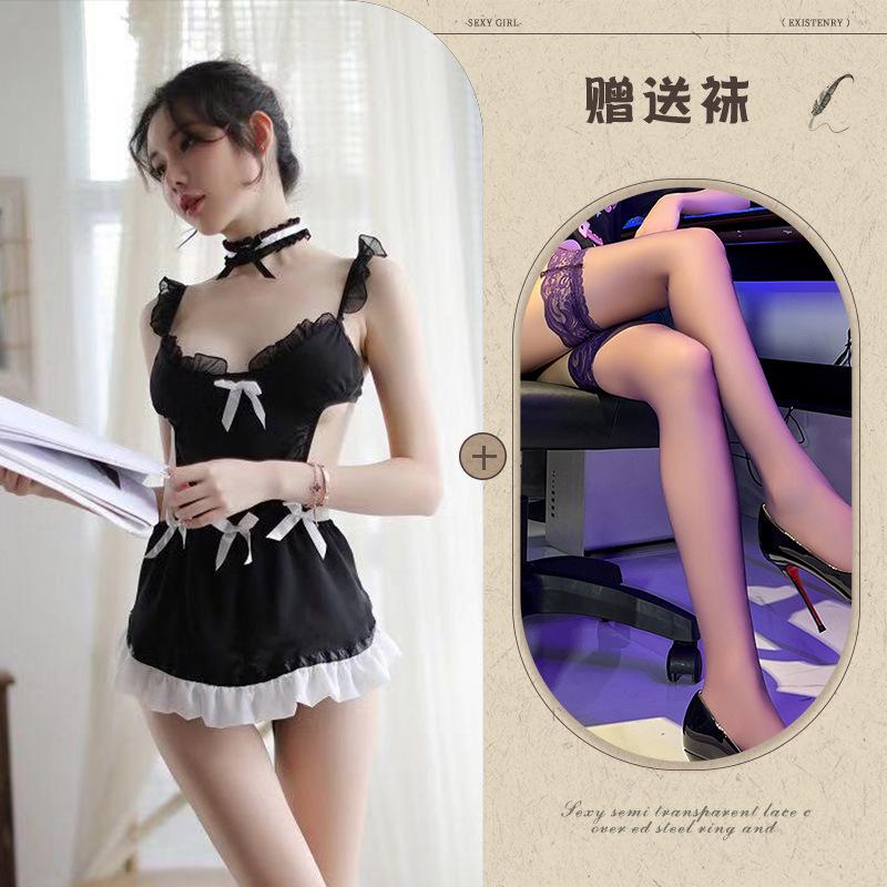 European and American sex underwear, uniform temptation women's sex pajamas, maid nurse belly pocket underwear set
