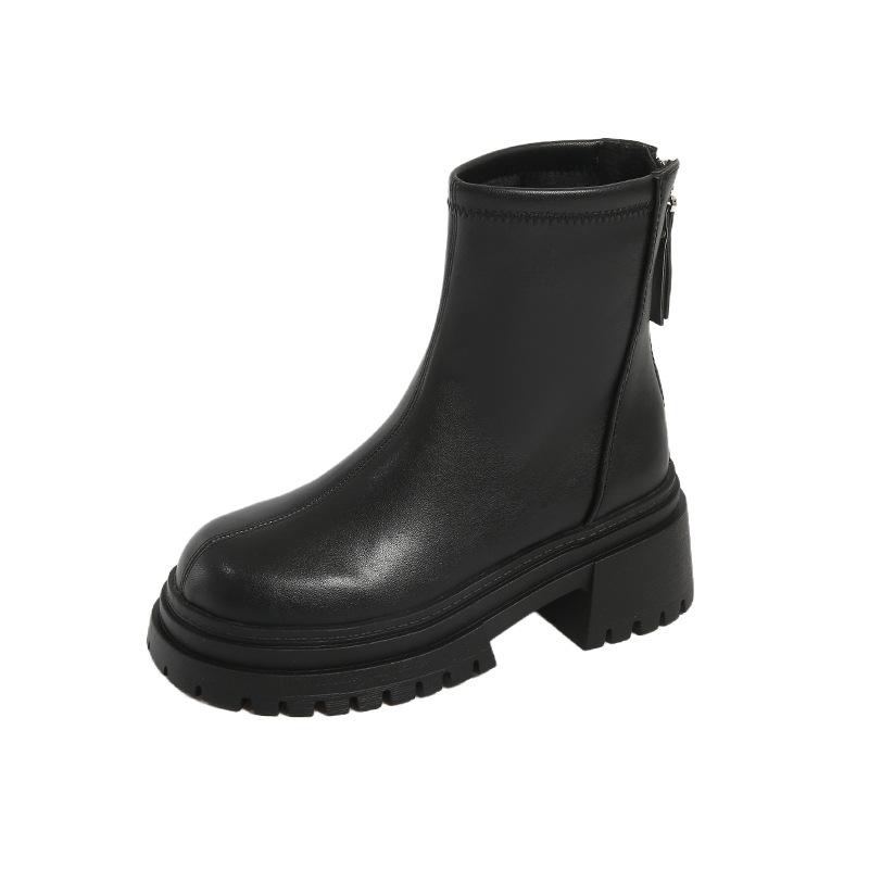 Damen Martin Stiefel mit dicker Sohle 2025 Frühling und Herbst neue Einzelstiefel beliebt große Größe Herbst und Winter Britischer Stil erhöht dünne Damen s