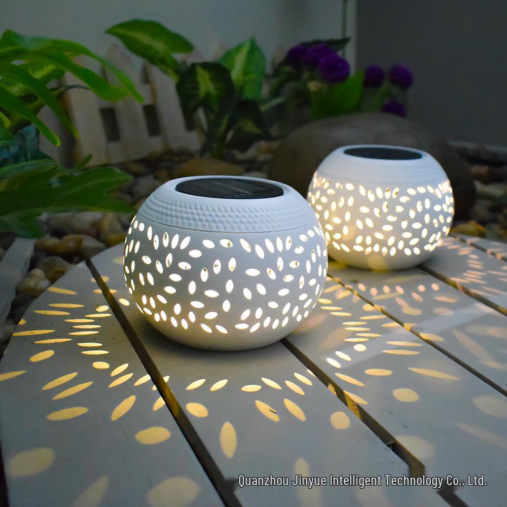 Solar Ceramic-Style Garden Jar Light - Outdoor Decorative Night Light
