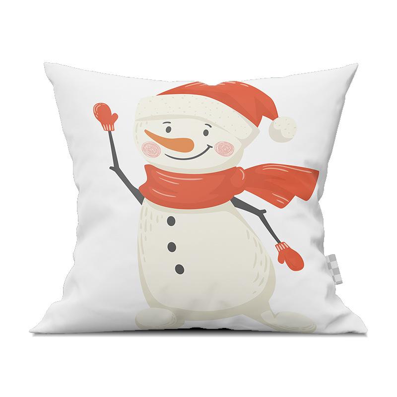 Cute Cartoon Snowman Santa Claus Printed Pattern Cushion Cover for Home Living Room Sofa Bedroom Decoration Pillowcase