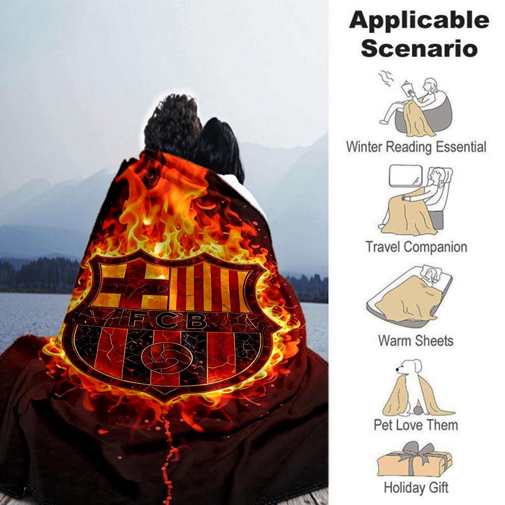 1pc FCB Flames Soft Warm Throw Blanket Nap Blanket For Couch Sofa Office Bed Camping Travel,Comfortable