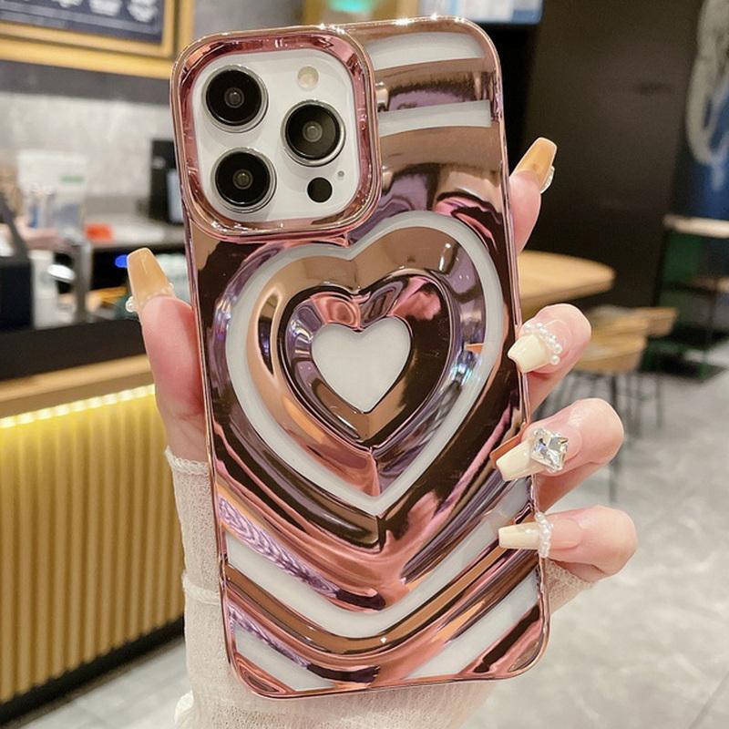 Custodia IPhone 12 Silicone Con Cuore Oro | Morbida E Antigiallo | Beige