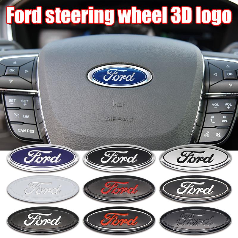 AACF1 5.8cm Car Steering Wheel Center Badge Logo Sticker For Ford Focus Fiesta Mondeo Fusion Chrome 3D Premium Quality Emblem Set Plus