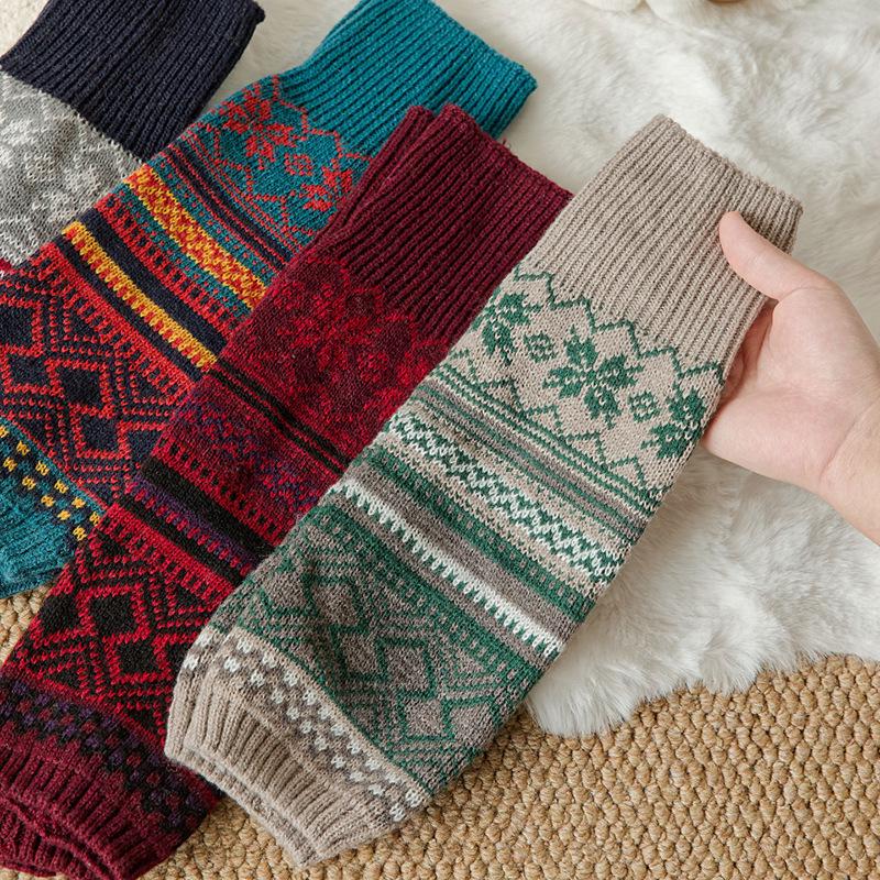 Autumn/Winter Warm Leg Warmers: Korean Knit Color Block Socks - European Style Women's Calf Foot Cover