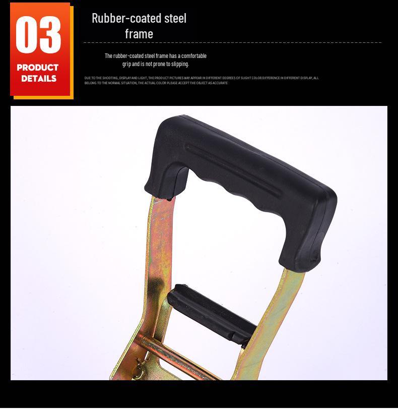 Double Hook 3-Ton Rubber-Coated Steel Frame Polyester Bundling Strap Tightener