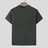 INCERUN Men Mockneck Summer Short Sleeve Solid Casual Skinny T-shirts Tee