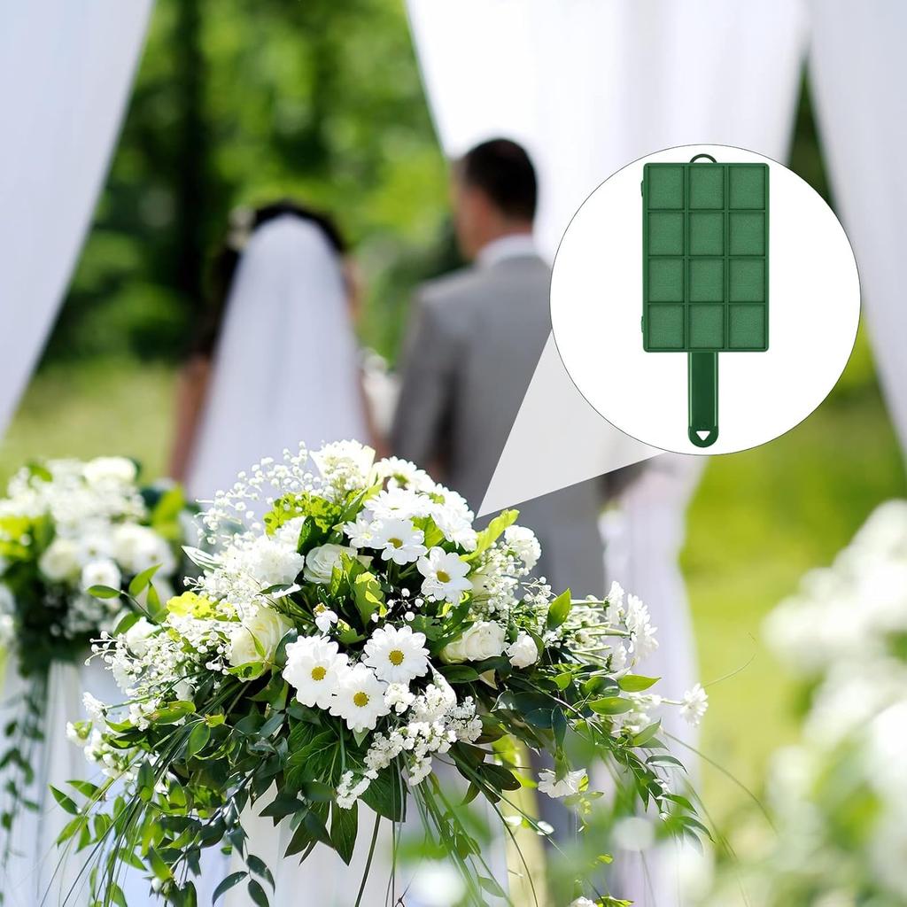 Hahood 2 Pieces Floral Foam Cage with Floral Foam Flower Arrangement Foam Cage with Handle Rectangle Flower Foam Cage Holder for Fresh Flowers, Home