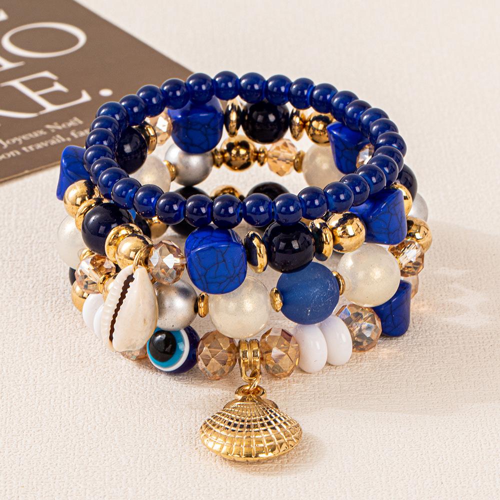 JYL TS Bracelet Heart Hamsa Evil Eye  Triple Blessings of Love & Protection royal blue гелиотроп