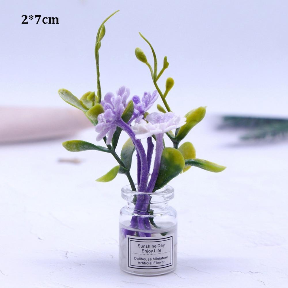 1:12 Dollhouse Miniature Simulation Vase 8 Styles Finished Flower Miniature Dollhouse Decorations