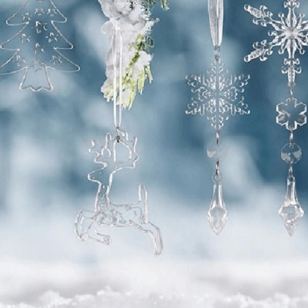 18Pcs Decorative Snowflake Ice Strip Pendants Simulation Xmas Tree Hanging Ornament  New Year