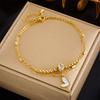 ZAKOL Stainless Steel Heart Love Anklets For Women Girl Fashion Double Layer Chains Ankle Accessories Zircon Gift
