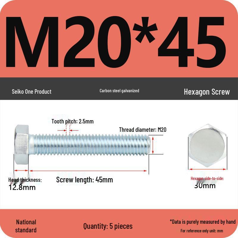 8.8 Grade Galvanized Hex Head Bolt, High-Strength M4-M30