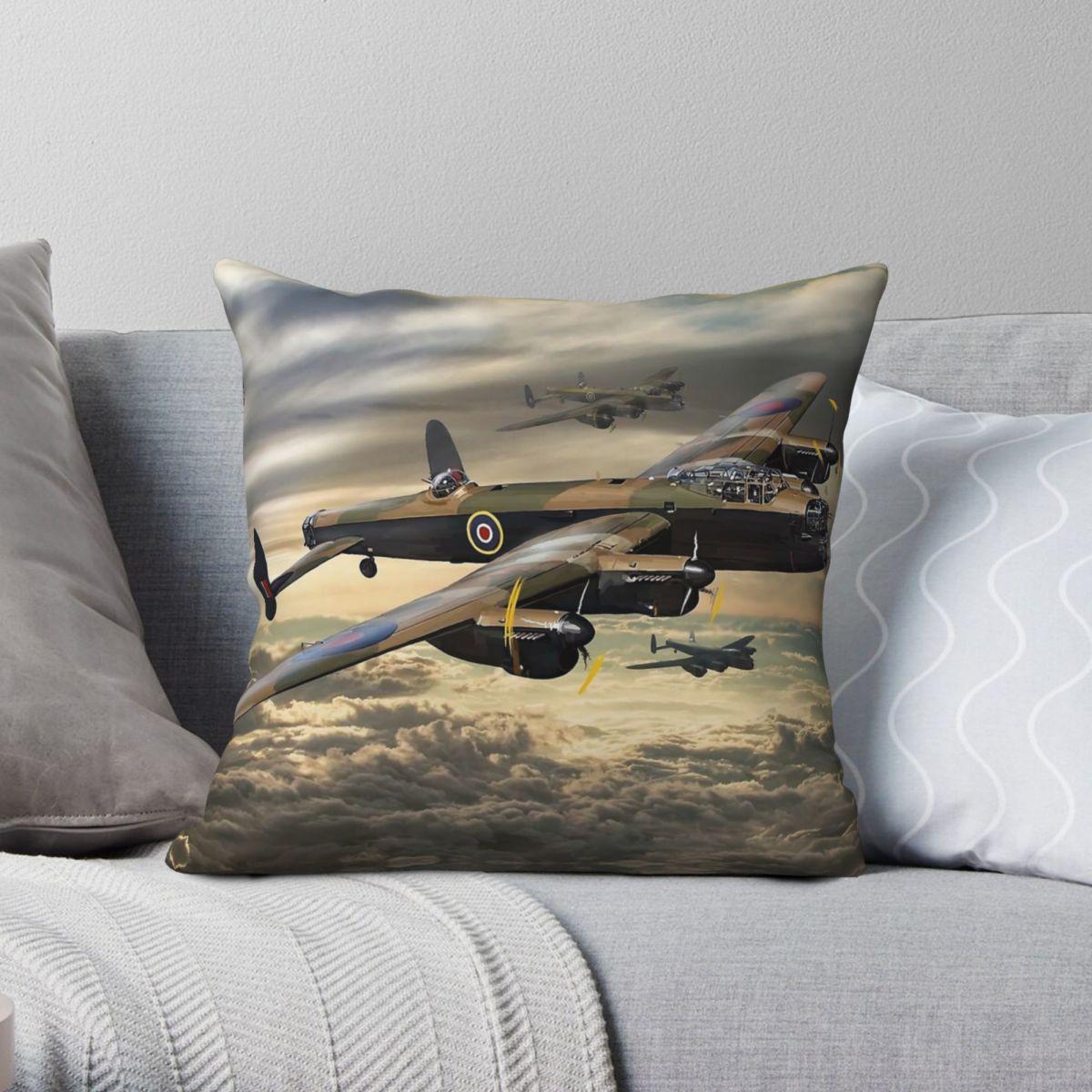 Green Harvest Unisex Avro Lancaster Square Pillowcase Polyester Linen Velvet Pattern Zip Decor Throw Pillow Case Home Cushion Cover 45X45