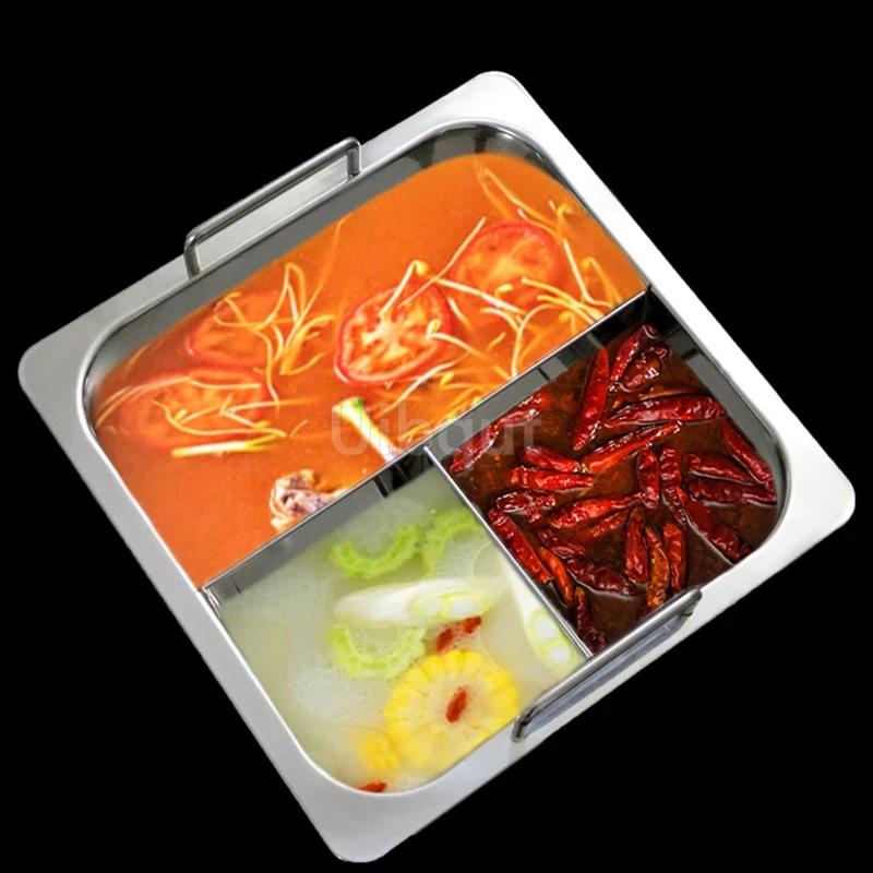 Extra thick stainless steel square hot pot Stewed Mandarin Duck with Ears Hotpot for induction cooker Mother and son pot hotpot