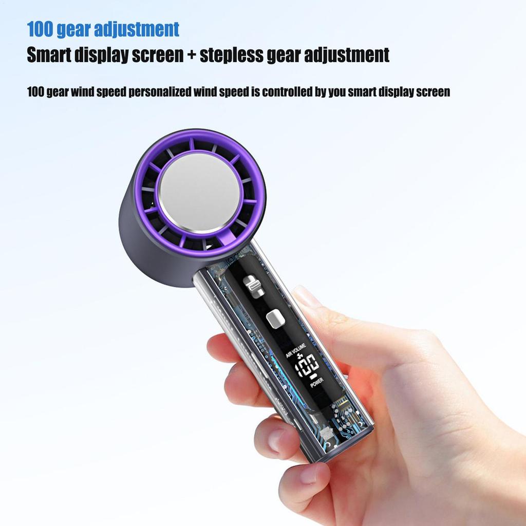 Handheld Fan Rechargeable Portable Hand Fan Personal Cooling LED Display 100 Speeds Rechargeable Air Cooler For Women Kids