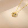 Sparkling Heart Zirconia Necklace, Golden Plated Chain, Bridal Jewelry for Wedding & Party