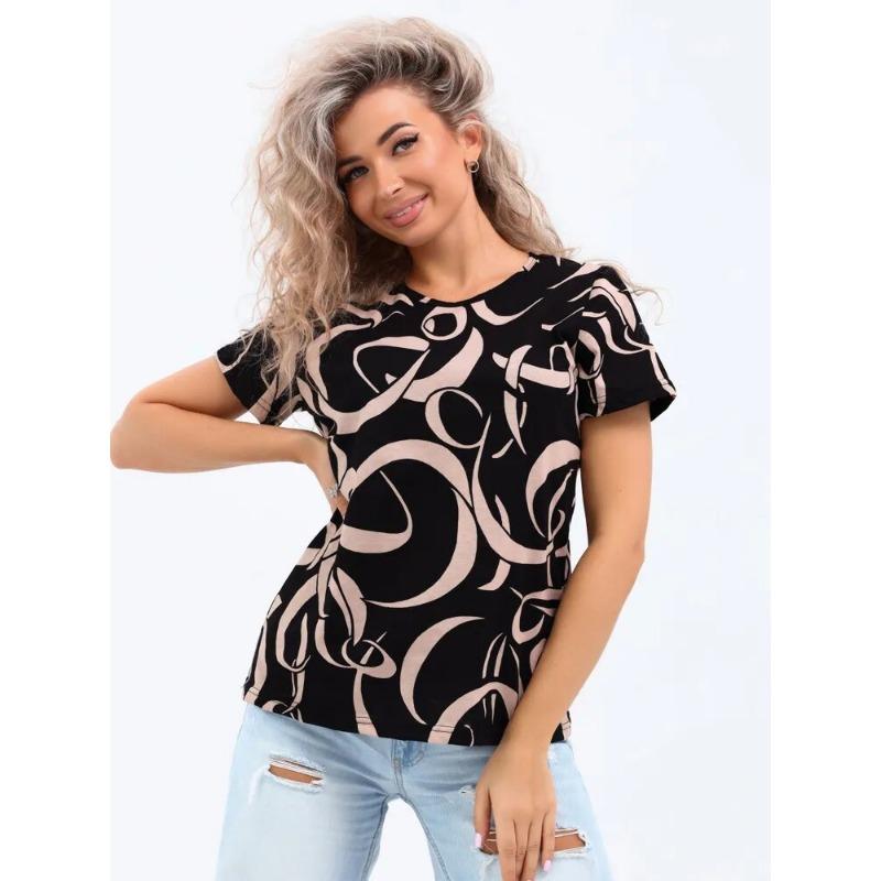 

Женская футболка с нерегулярным геометрическим принтом, с короткими рукавами, модная, повседневная, оверсайз, с коротким рукавом, женские летние футболки, топы, одежда XXL