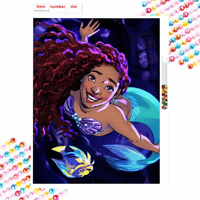 Disney Diamond Painting 5D DIY Ariel Diamond Painting Art Diamond Painting Kit Adult/Beginner Gift Idea Creative Home Decor