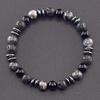 Klassisches Schwarzes Natürliches Labradorit Vulkangestein Perlen Armband Damen Herren Spiritueller Schutz und Energetische Balance Schmuck