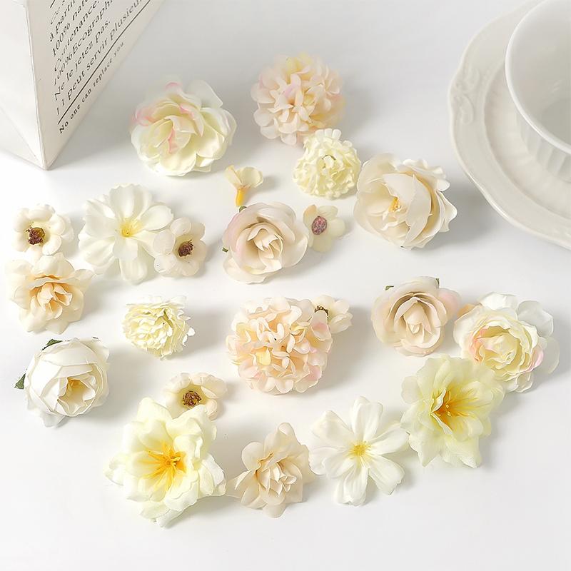 

24 шт. 4,5 см Искусственная роза Смешанная шелковая головка цветка Оптом Рукоделие Венок Свадьба Свадебный Душ для ребенка Домашний Декор для вечеринки DIY Украшение для торта белый