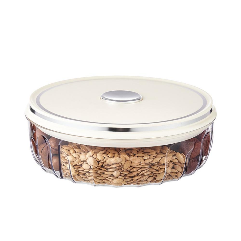 

Divided Serving Tray with Push-on Lid, 5 Compartments Round Plastic Food Storage Organizer, Snack Tray for Portable Snack Platte білий