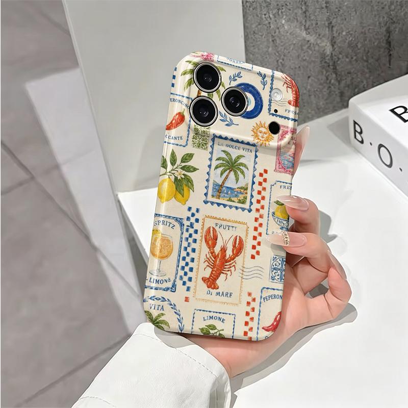 Limoncello Citrus Lemons Stamp Pattern Art Film Aesthetic Protective Shockproof Bumper Case Cover For iPhone 14 15 16 17 Pro Max Plus