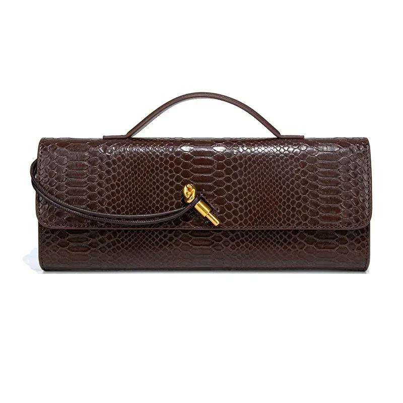 New arrival elegant and exclusive bag for feminine occasions fashion crocodile-pattern top-handle bag for party