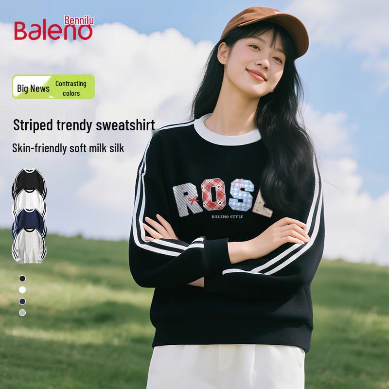 Baleno Women s Colorblock Stripe Round Neck Sweatshirt M
