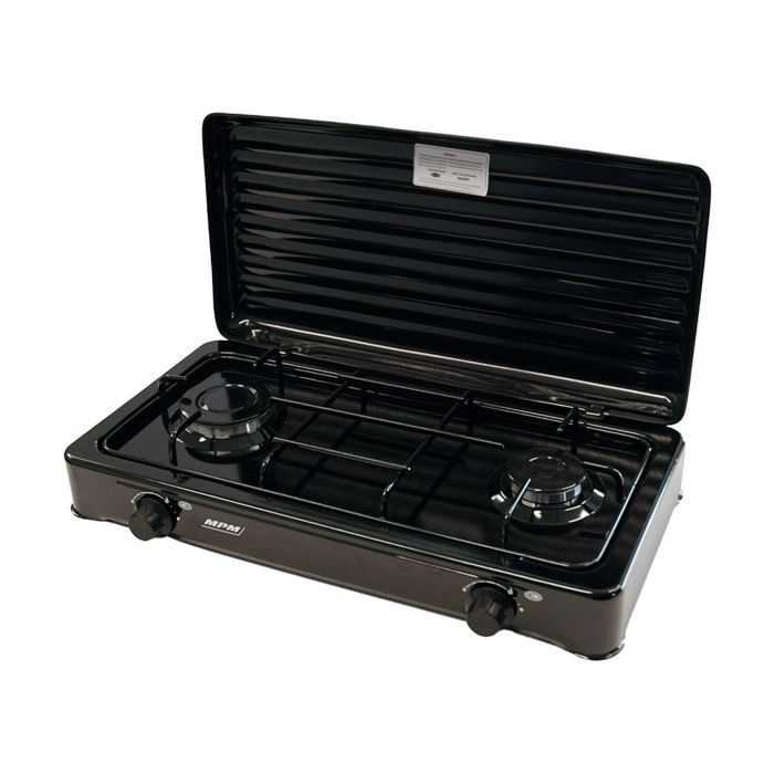 Cuisinière à gaz portable - MPM - KN-02/1KB - 2 brûleurs réglables - Noir - 3,9 kW