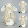 New Fancy Lolita Rabbit Ear Headband Bow White Bunny Alice Headwear Cute Animal Ear Plush Headpiece Daily Party Wearing