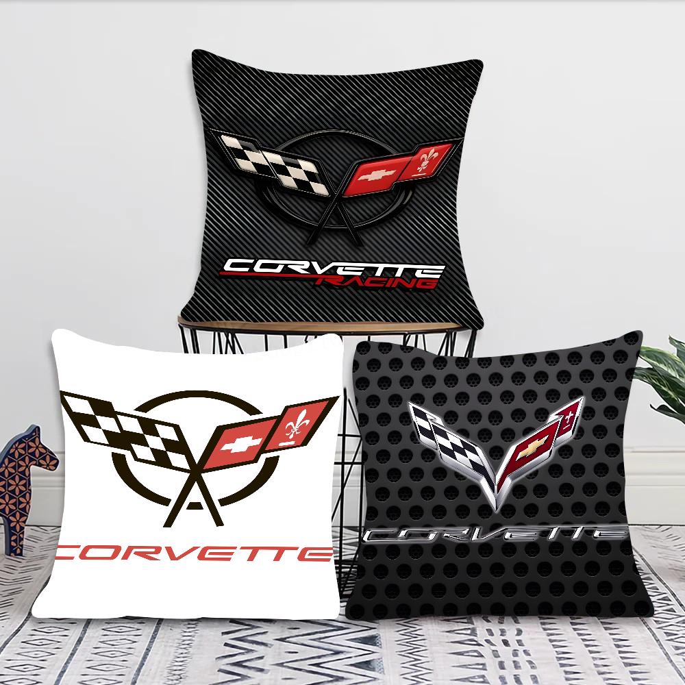 Cool Car C- Corvette Pillow Case Square Pillow Bedroom Sofa Leisure Comfort Cushion Car Living Room Home Decoration 40X40