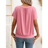 Summer Women's V-neck Pleated Loose Short Sleeved Fashion T-shirt for Women Shirt