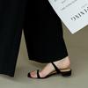 2025 Summer Models Square Head Flat Bottom Cool Slippers Women's Versatile Flat Bottom Open Toe Word with Beach Casual Sandals Women