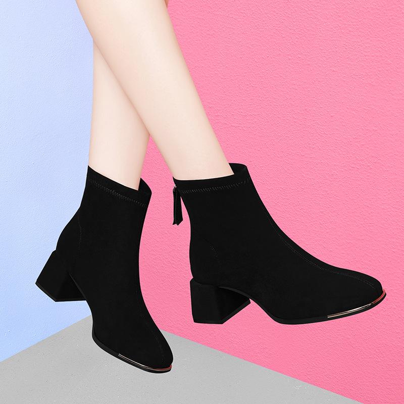 

Fashion Casual Martin Boots Women s New Autumn and Winter Fashion Versatile Brown Square Heel High Heel Short Boots 38