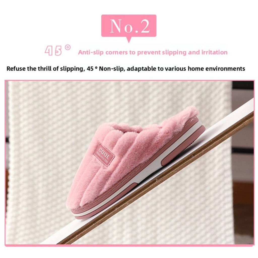 Cotton Slippers for Women and Couples in Autumn and Winter, Indoor Warm Plush Slippers for Men, Anti Slip Thick Cotton Slippers for Winter