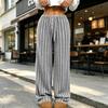 Women's Casual Wide Leg Ribbed Knit Pants, Loose Fit Trousers for Everyday