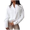Women Stand Collar Long Sleeve Metal Button Solid Casual Blouse Shirt Top