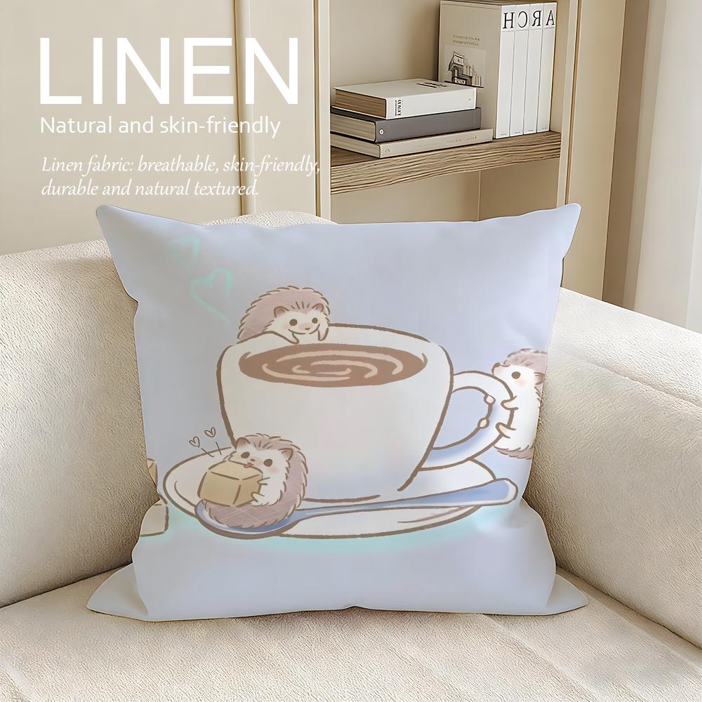 Cute Bokko Hedgehog Cushion Cover Pillowcase Set Pcs x x Breathable Washable Sofa Cushion Cover