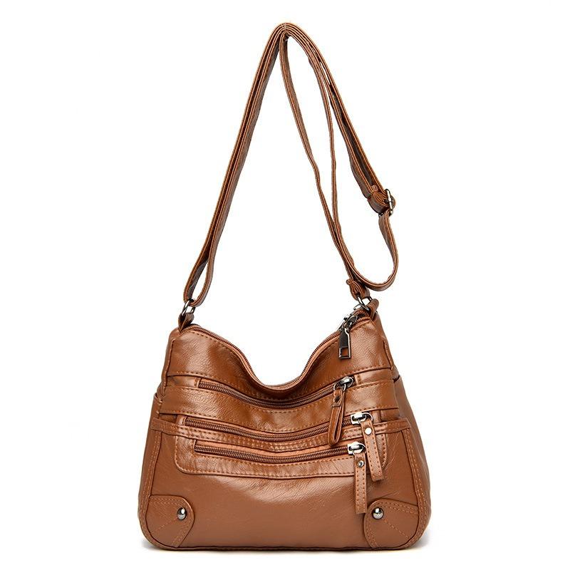 Korean Versi Multi-layer Large Capacity Shoulder Bag, Fashi Leather Women's Crossbody Bags, Unisex, Suitable for Commuting