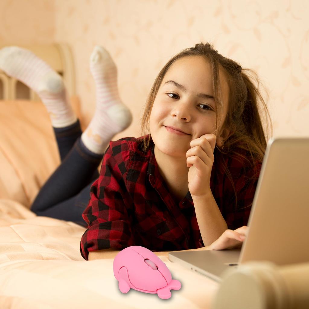 Fmlyhom Wireless Mouse, 2.4Ghz, Cute Animal Dolphin Mouse Style, Optical, Lightweight, Wireless, USB, Compact, Quiet, Kids Mouse, Compatible with