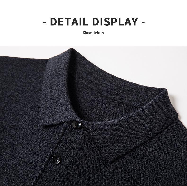 Men's Merino Wool Turn-Down Collar Sweater, Solid Color, Long-Sleeve, 2024 Autumn Collection