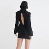 Women's Spring 2025 Korean Square Collar Diamond Backless Suit Jacket