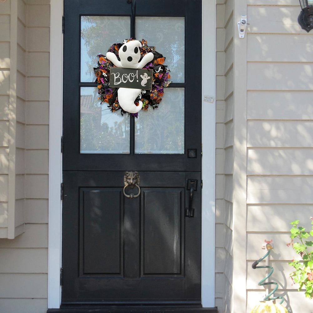 Halloween Ghost Doll Decor Wreath 35*40cm Scary Party Decoration Home Door Hanging Spooky Ornament Scary Hanging Ghost