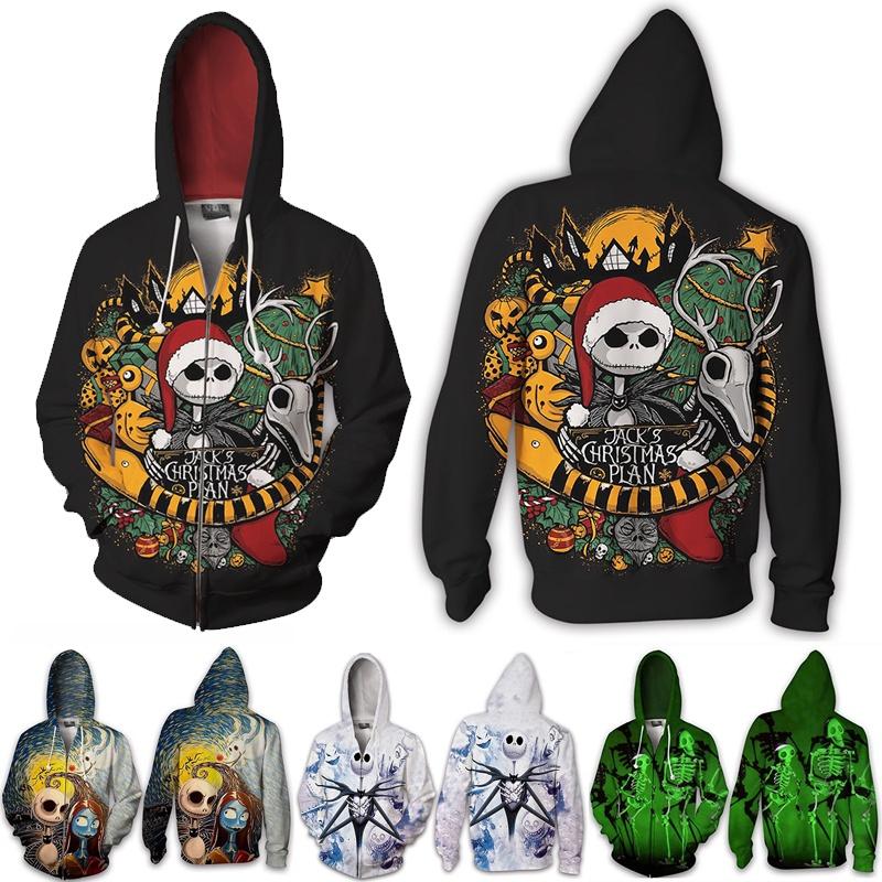 Stylish Nightmare Before Christmas Hoodies Sweater Zipper Men's Sweatshirt Jacket Coat